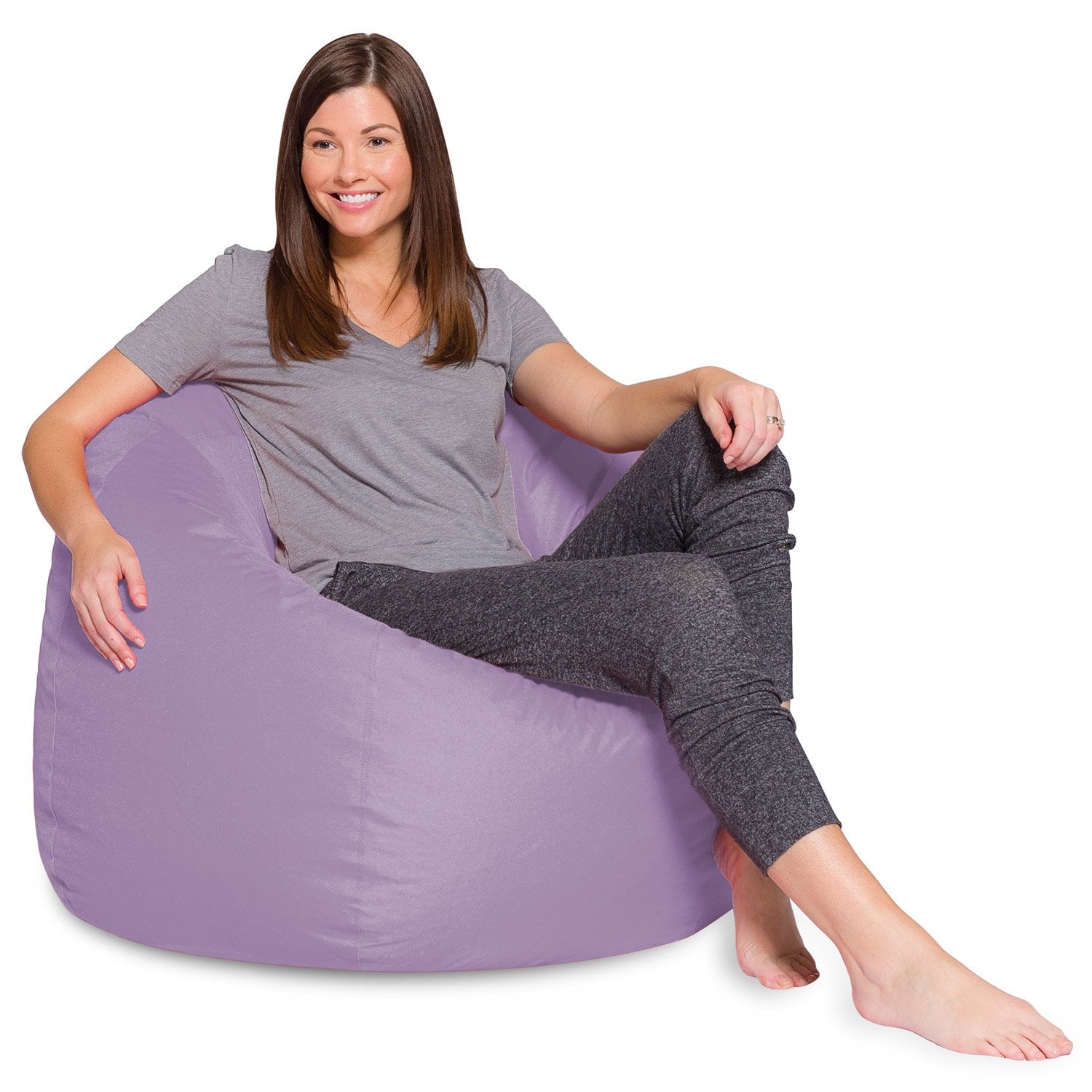 Posh Creations Bean Bag Chair For Kids, Teens, And Adults Includes Removable And Machine Washable Cover, Heather Lavender, 48In - X-Large
